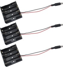 3Pack 4 x AA Power Box 6V Black Battery Pack Holder Case Box with DC Plug Bar...