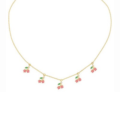 Zierlicher süßer Halsreif frische Früchte für Damen 14K vergoldet Kette Zirkon Cher