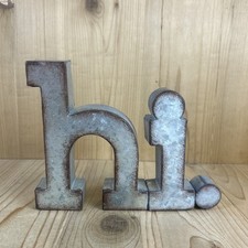 Rustic Galvanized Metal HI Letter Decor Shelf Sitter Farmhouse Wall Sign