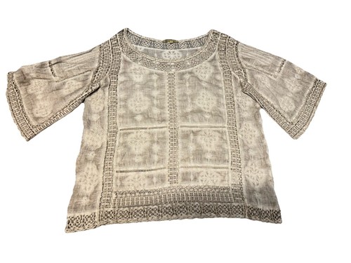 Democracy Häkelspitze Top Damen klein beige Oversize Glockenärmel Boho Fee - Bild 8 von 10