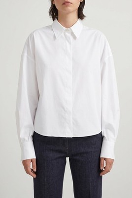 BRUNELLO CUCINELLI WOMEN'S WHITE OVERSIZED COTTON SHIRT MSRP $1425