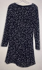 pit by jc collection dress black white butterflies long sleeve rouch front sz 10