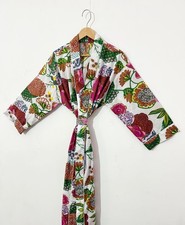 Indian Cotton Robe Long Kimono Sleepwear Multi Floral Printed Night Kimono Robe