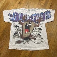 Vintage 1995 Looney Tunes Taz Wild Thing All Over Print Freeze T-Shirt AOP XL