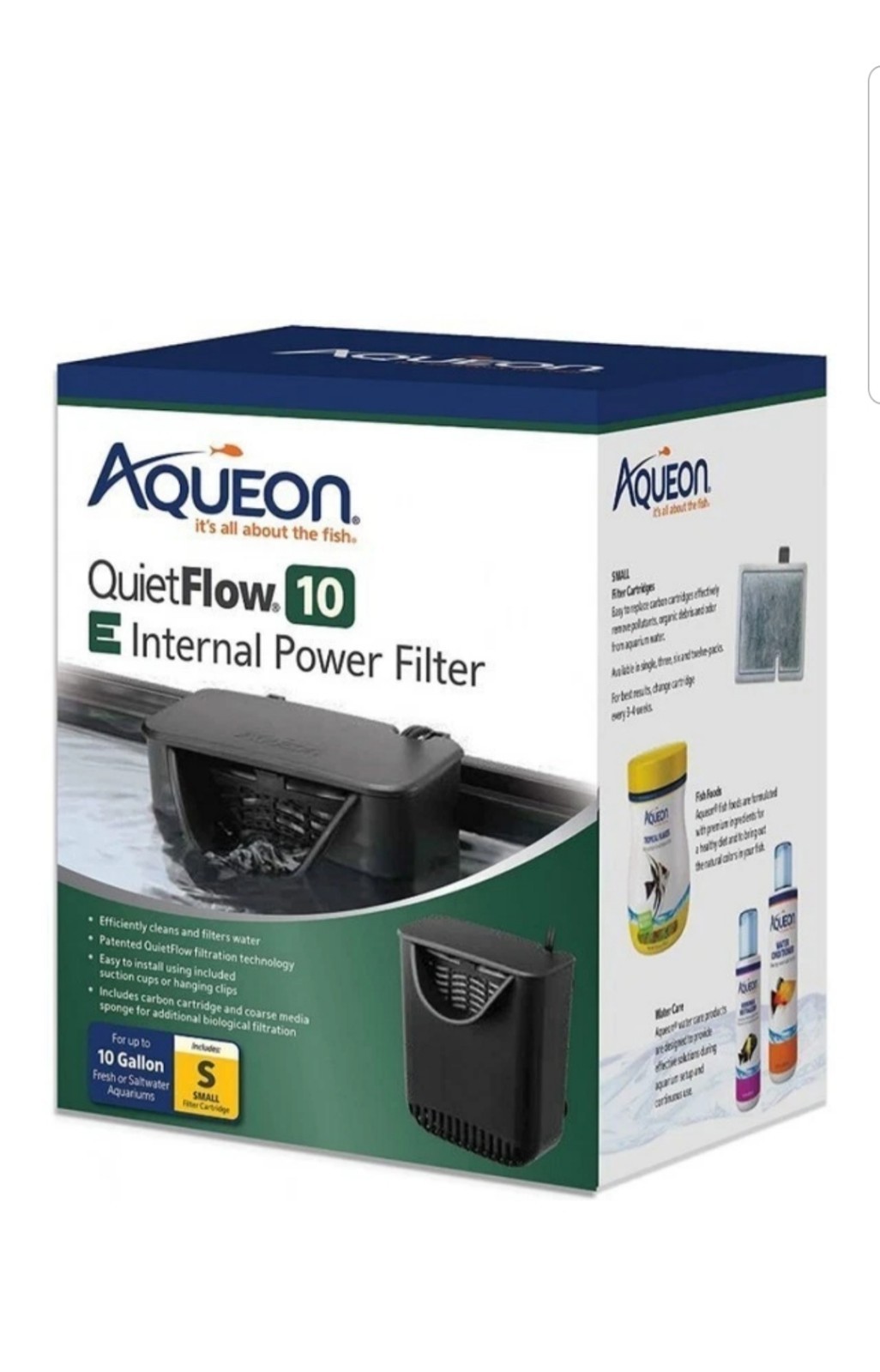 Filtro de alimentación interno Aqueon QuietFlow E hasta 10 g acuario de agua dulce o salada