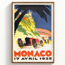 1932 Monaco Grand Prix Poster - Robert Falcucci Art Deco Racing Print - Wall Art