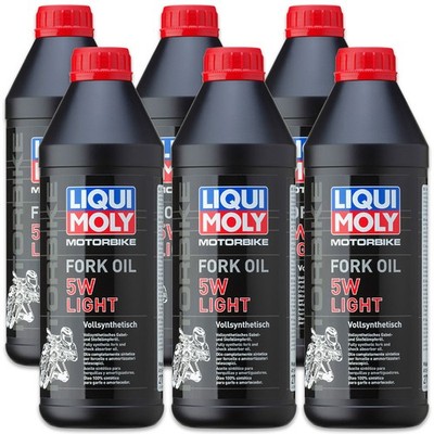 6x LIQUI MOLY 2716 Motorbike Fork Oil 5W light Motorrad vollsynth. Gabelöl  1L