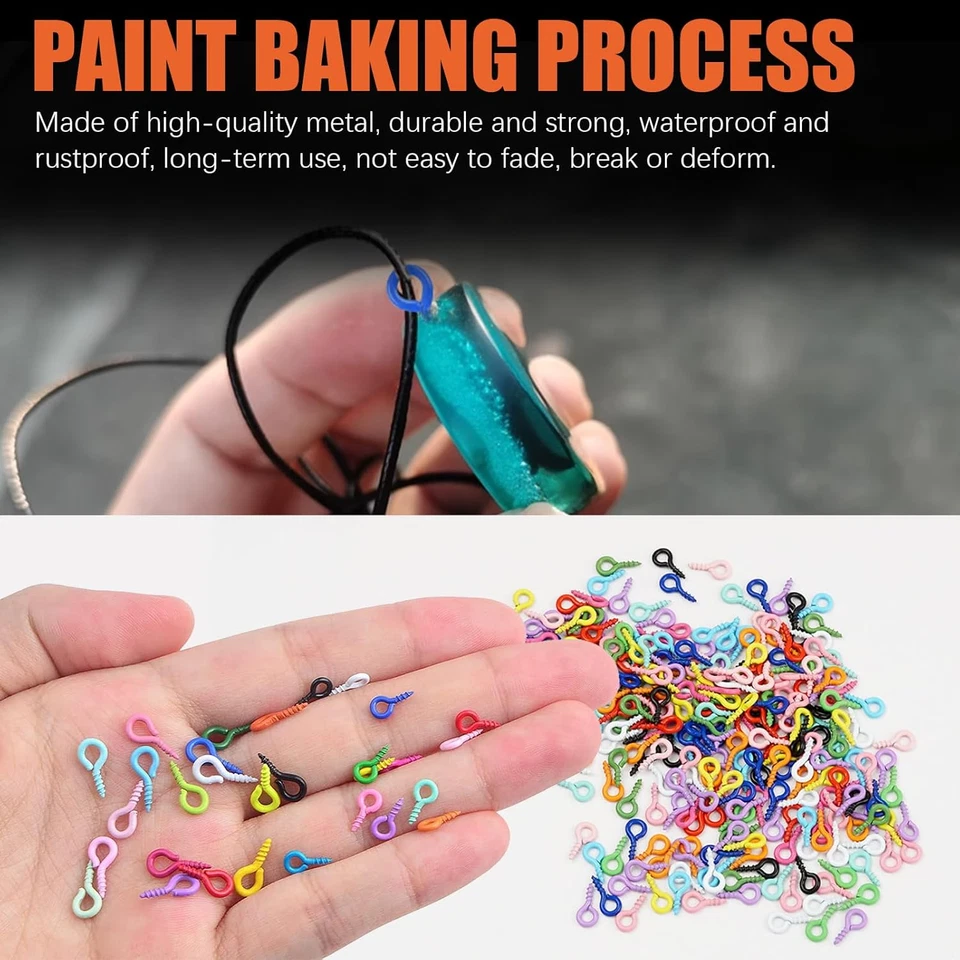 Kit de 1101 piezas de mini pasadores de ojo coloridos, tornillos de ojo de metal pequeños de 4X8Mm/5X10Mm Foto 4 de 4