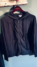 Zella Women's Gray Solid Full Zip Hooded Knit Athleisure Hoodie Size S
