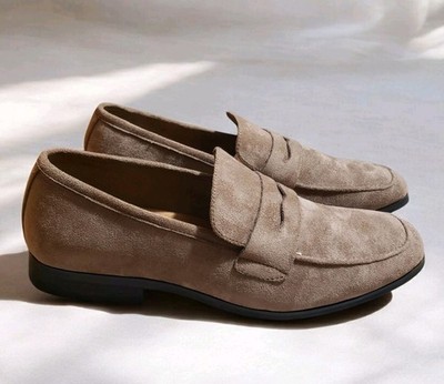 Nick Graham Altred Penny Loafers 10M Men's Brown Faux Suede Slip On Event Preppy