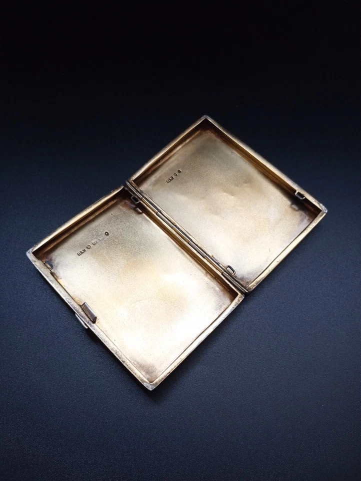 Estuche de cigarrillos de plata esterlina maciza G.U Birmingham 1882 victoriano 77 g regalo Foto 4 de 4