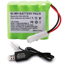 9.6 V 3200 mAh NI-MH Battery Pack, Rechargeable AA RC Car Battery, with USB C...