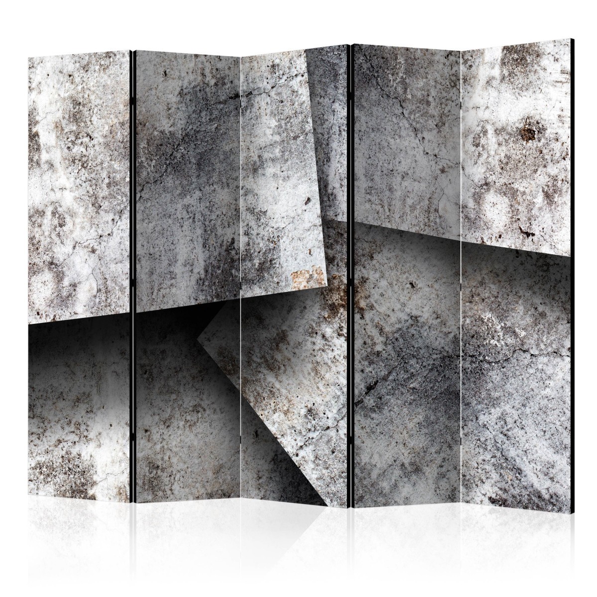 Paravent 5 volets pas cher claustra mobile gris foncé 172x225cm