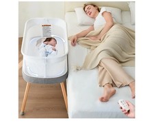 Automatic Rocking Electric Baby Bassinet with 3 Speeds for Infants0-6Months,Grey