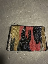 Neiman Marcus Vintage Black Gold Silver Beaded Star Clutch Purse 12