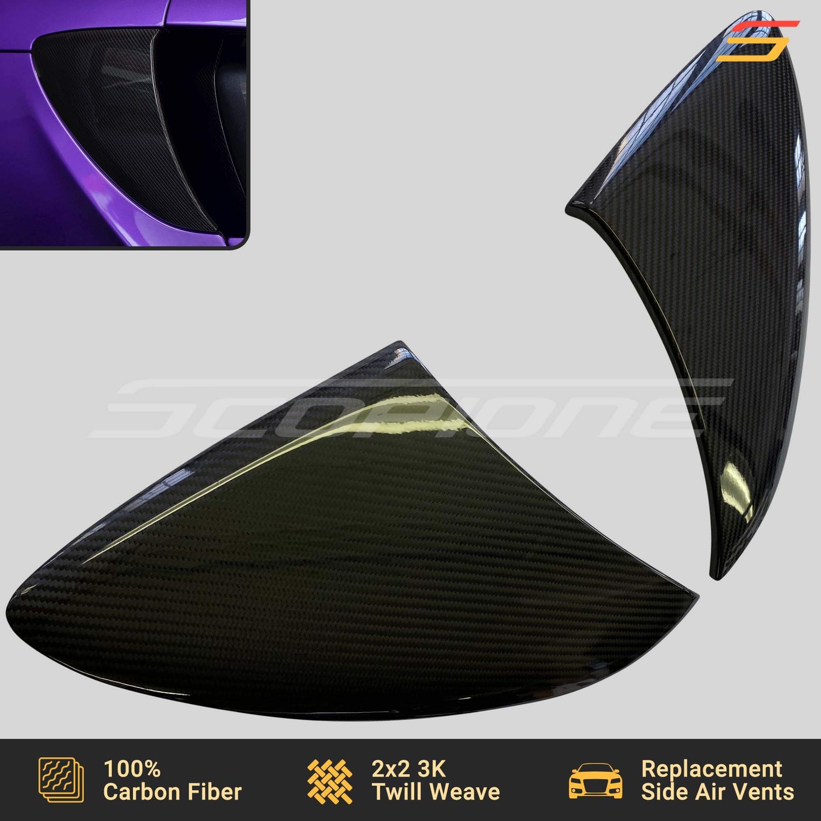 Scopione Carbon Fiber Side Air Intake Covers for McLaren 540C 570GT 570S 600LT