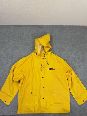Condor Jacket Mens XL Yellow PVC Raincoat Hooded Waterproof Workwear Lined
