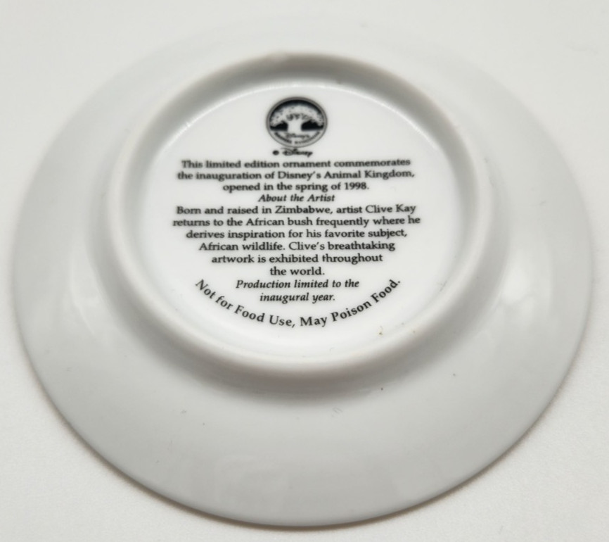 Disney’s Animal Kingdom 1998 Inaugural Mini Collectible 3" Plate by Clive Kay
