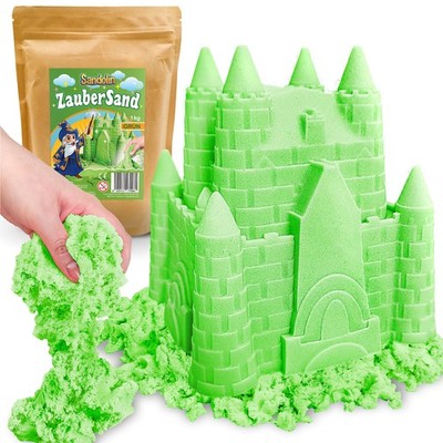 Sandolin Zaubersand - Laborgeprüfter kinetischer Sand für Kinder, 1 kg (Grün)