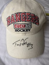 Vintage New York Rangers White CCM Hockey Adjustable Hat - Tom Poti Autograph