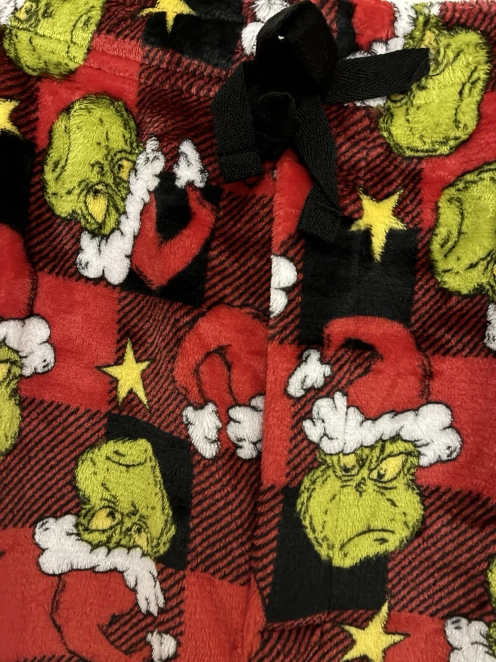 МУЖСКИЕ GRINCH МЯГКИЙ ФЛИС ПИЖАМА/LOUNGE БРЮКИ КАРМАНЫ КРАСНЫЙ/ЧЕРНЫЙ РАЗМЕР XL НОВЫЙ! - Изображение 3 из 4
