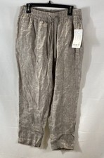 Athleta Women's NWT Retreat Linen Ankle Pants Gray Drawstring Sz M