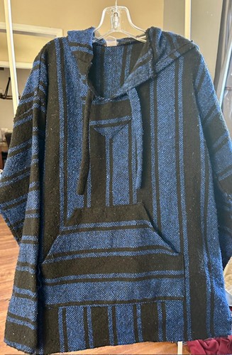Earthbound Trading Co. Blue and Black Striped Baja Hoodie