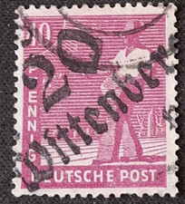 SBZ - Bezirkshandstempel 40 Pfg. 20 Wittenberg Halle geprüft