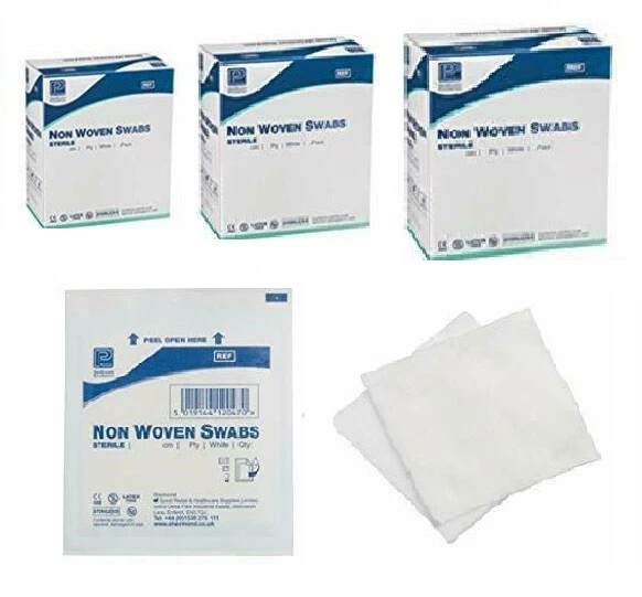 Premier Sterile Swabs - 10cm, 7.5cm, 5cm- Non Woven Gauze - 4PLY Absorbent Pads