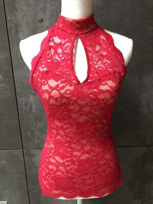 Venus Womens Red Top Lace halter Size S