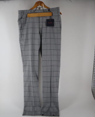 Zanella Devon Dress Pants Mens 34 38 Unhemmed Gray Checked Virgin