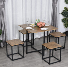 Industrial Dining Table and Chairs Metal Vintage Bar Set 4 Stools Breakfast Room