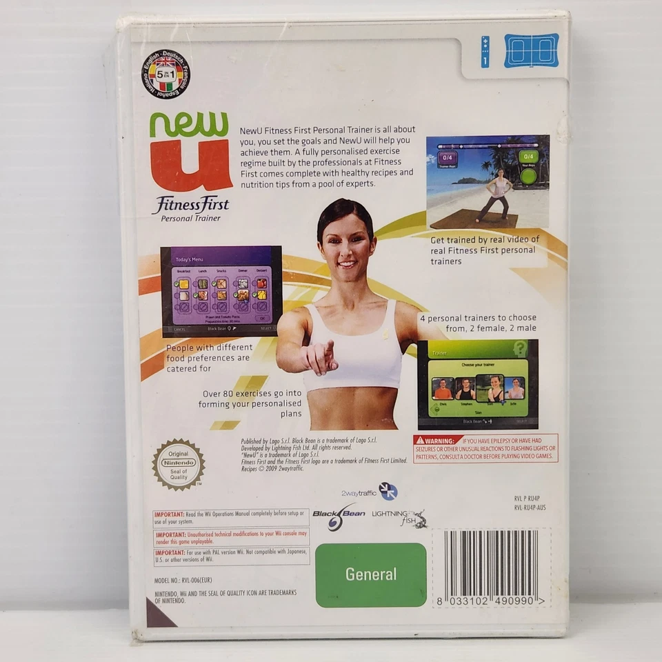 NewU Fitness First Personal Trainer Nintendo Wii Videogame Black Bean 2009 - Image 2 of 2