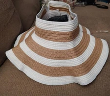 Sun Visor Hats for Women Wide Brim Straw Roll-Up Ponytail Summer Beach Hat Arden