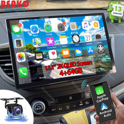 13.1'' QLED 2DIN Android 13 Car Stereo Radio 4+64G Wireless CarPlay/Android Auto