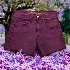 AMERICAN EAGLE Shortie Purple Shorts MULBERRY Cut Off SUPER STRETCH Size 00