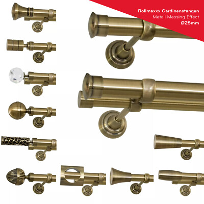 Gardinenstange Vorhangstange 25mm 1-läufig/2-läufig Messing Design Metall