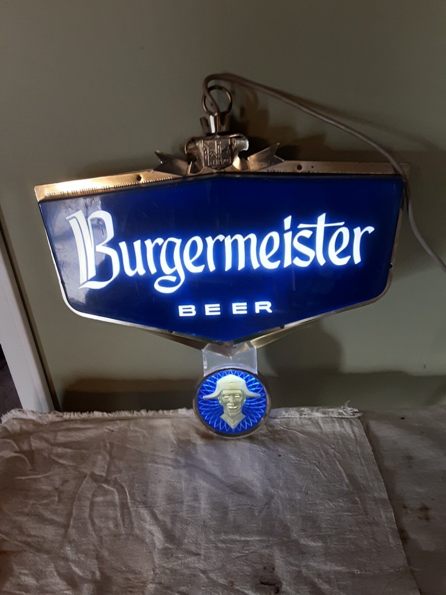 Burgermeister Beer★ナイトライトサインUSAビンテージ照明看板 Vintage BURGERMEISTER ON TAP Beer Pub Sign Lighted and Rotates | eBay