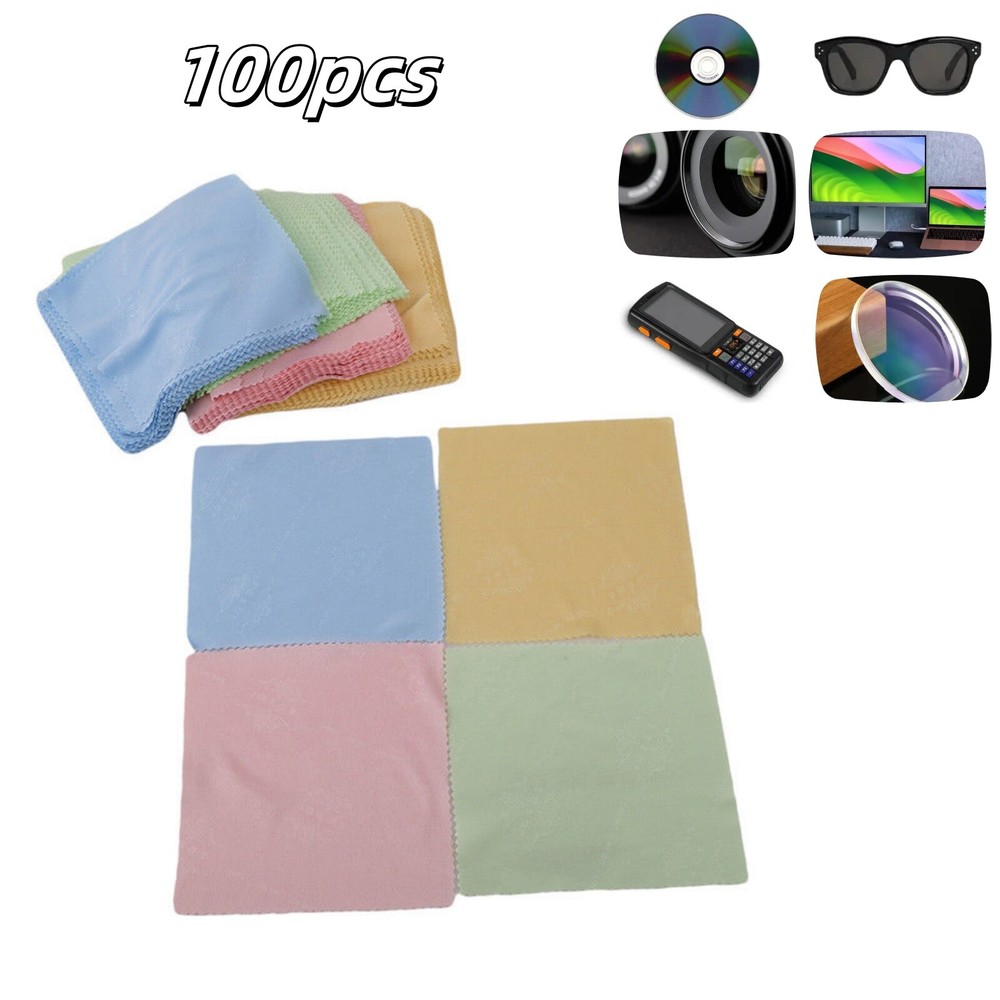 100Pcs Microfiber Glasses/Lens/CD/DVD/LCD Screen Cleaning Cloth 13CM*13CM