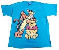Vintage Pooh Disney Winnie The Pooh And Tigger Jerry Leigh Aqua Blue T Shirt XL