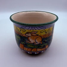 Geribi Deruta Majolica Pottery Rabbit Coffee Cup Hand Painted Italy Multiple Av.