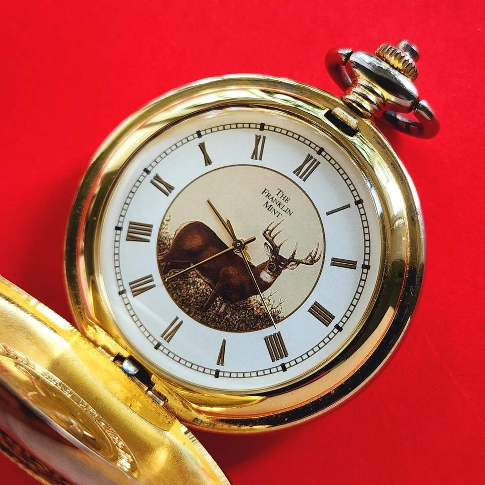 The Franklin Mint Deer Pocket Watch National Fish & Wildlife Foundation Mens - Image 2 of 4