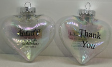 4 Pcs Heart Shape Plastic Iridescent Ornament Thank You Difference You Make NEW