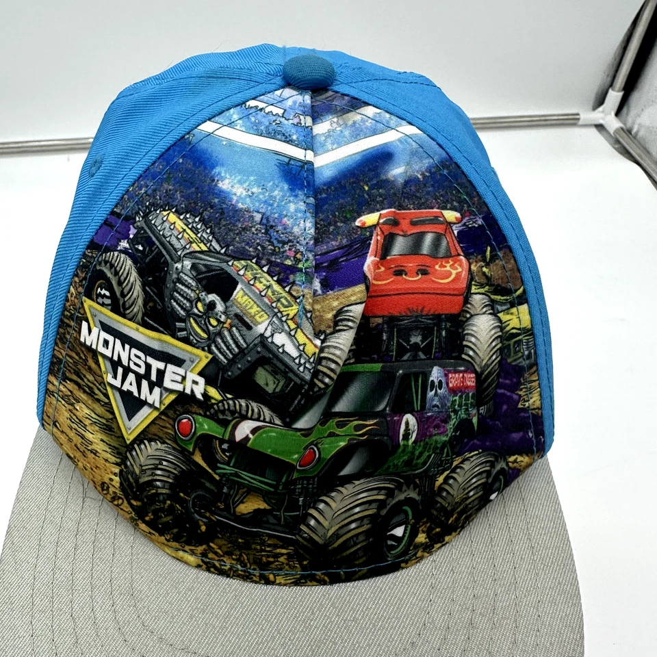 Sombrero ajustable de ala plana Monster Jam para niños excavadora de tumbas azul / Max D / Toro Loco Foto 4 de 4