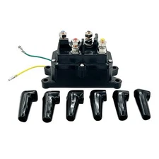ATV Winch Contactor Solenoid with 6 Protecting Caps for UTV ATV