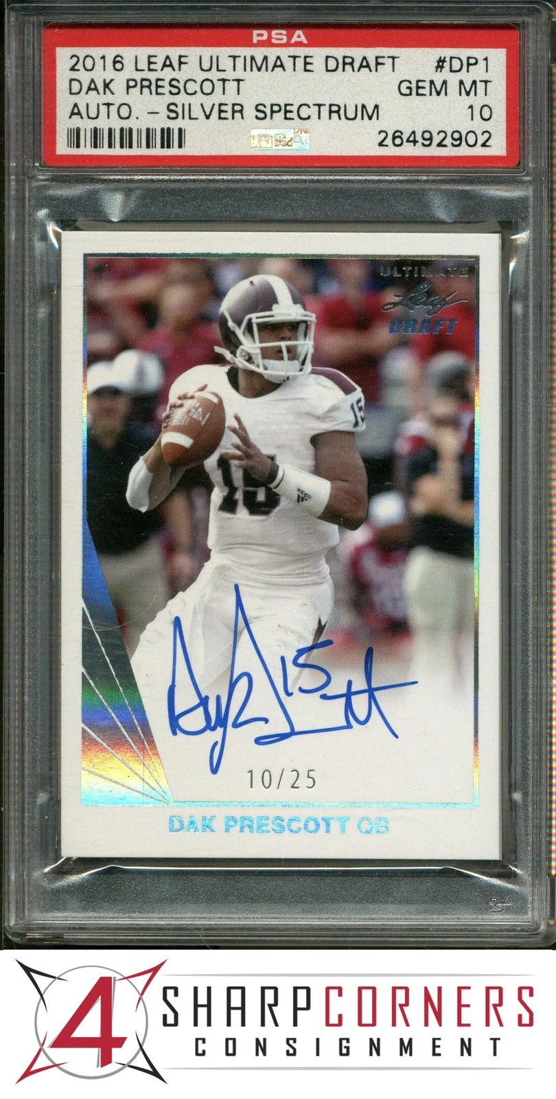 Dak Prescott Leaf Ultimate Draft Autographs #DP1 Silver Spectrum