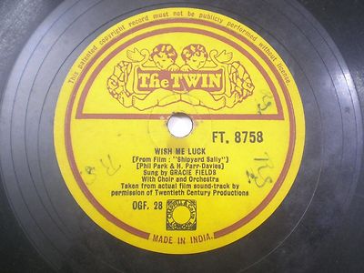 Gracie Fields Shipyard Sally Ft 8785 India Indian Rare 78 Rpm Record 10'' G+