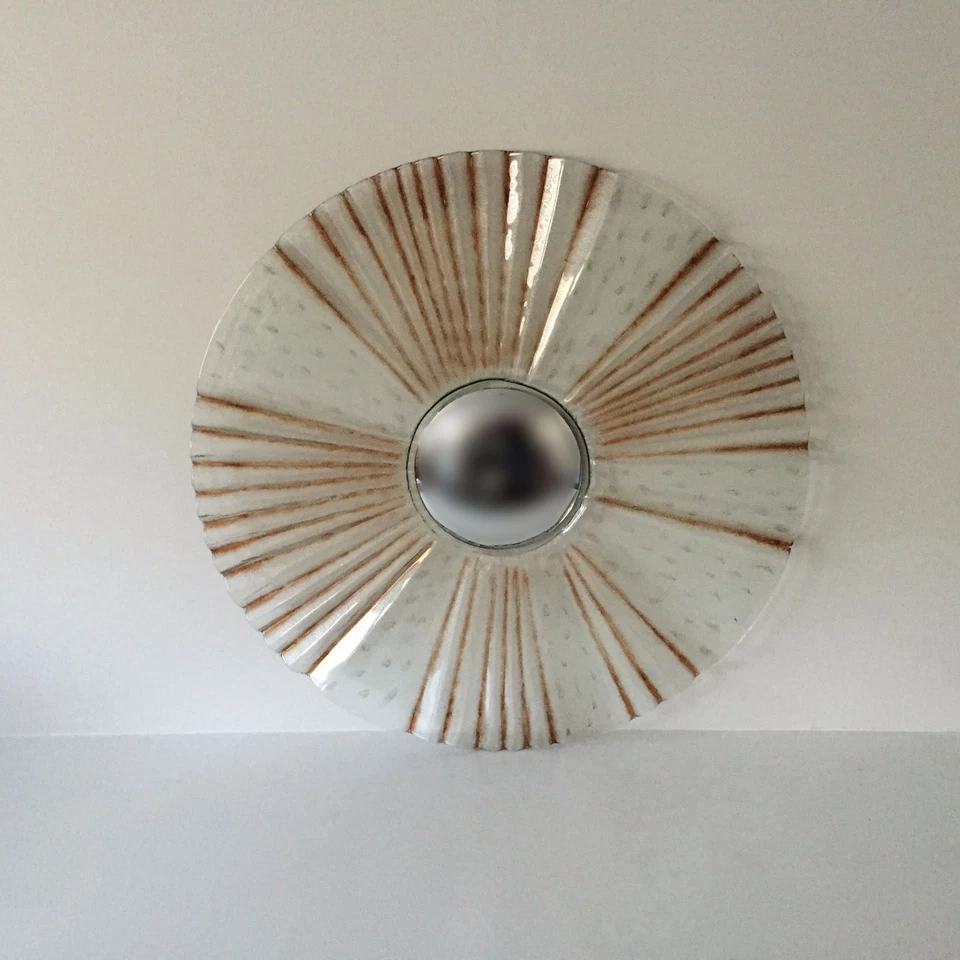 Espejo de pared decorativo escultura vidrio texturizado tinte marrón Foto 4 de 4