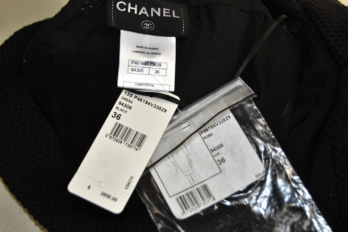 $3800 NEW Chanel Black Subtle Sparkle Dress Bow Lined SILK V $3800 NEW Chanel Black Subtle Sparkle Dress Bow Lined SILK V