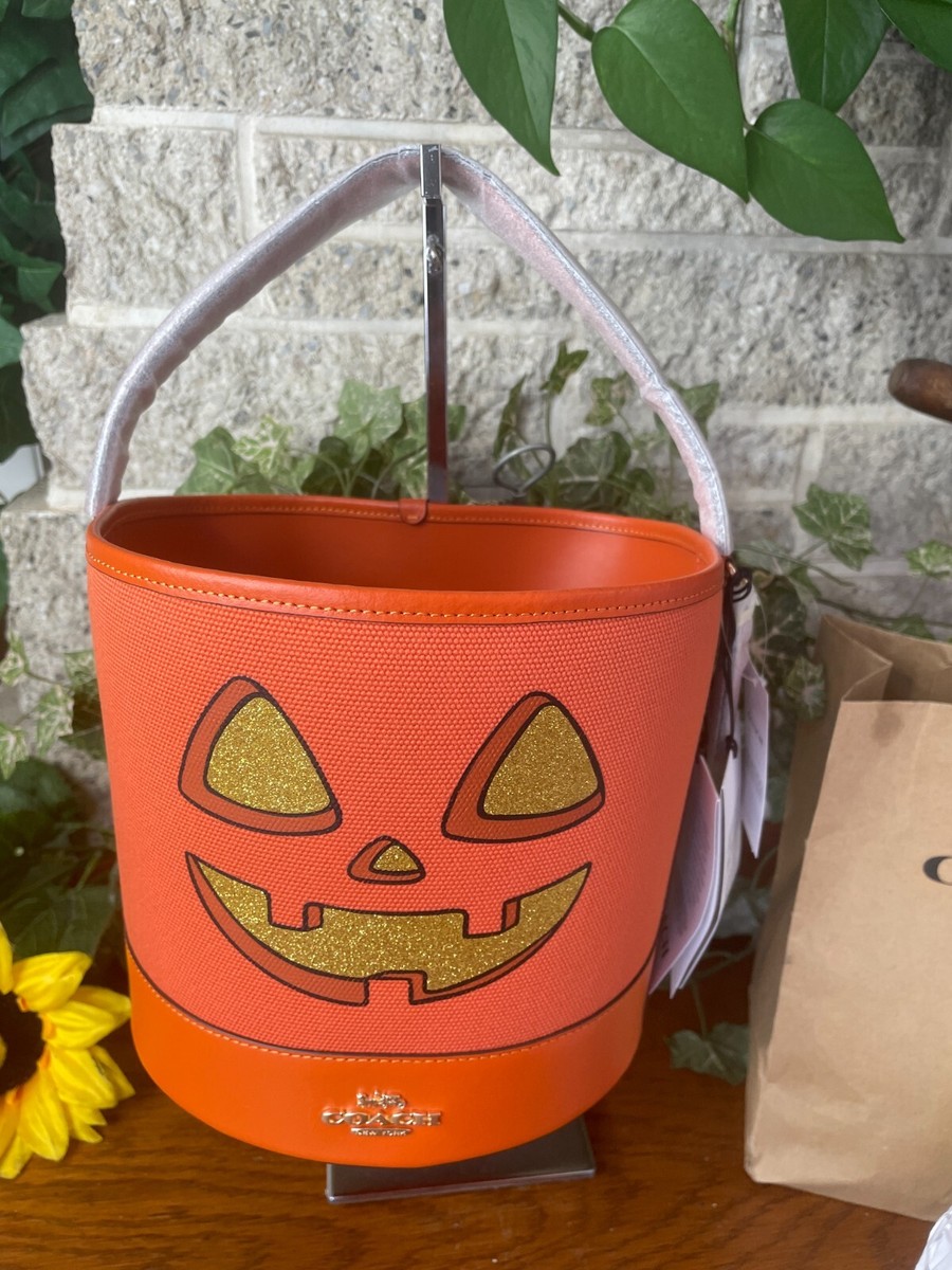 NWT COACH TRICK OR TREAT HALLOWEEN BUCKET CW533 PUMPKIN FACE